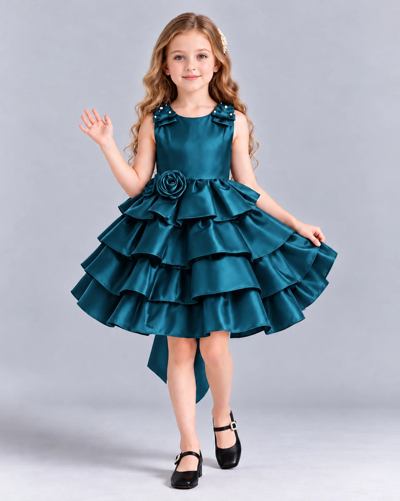 Teal Ball Gown Girls Formal Dress Front