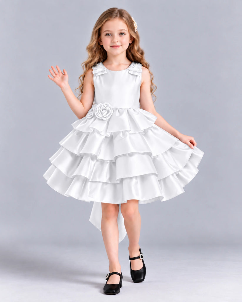 White Ball Gown Girls Formal Dress Front