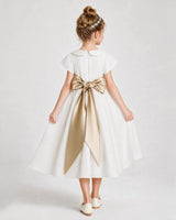 Champagne Satin A-Line Flower Girl Dresses Back View