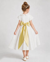 Daffodil Satin A-Line Flower Girl Dress Back View