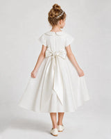 Ivory Satin A-Line Flower Girl Dresses Back View