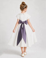 Wisteria Satin A-Line Flower Girl Dresses Back View
