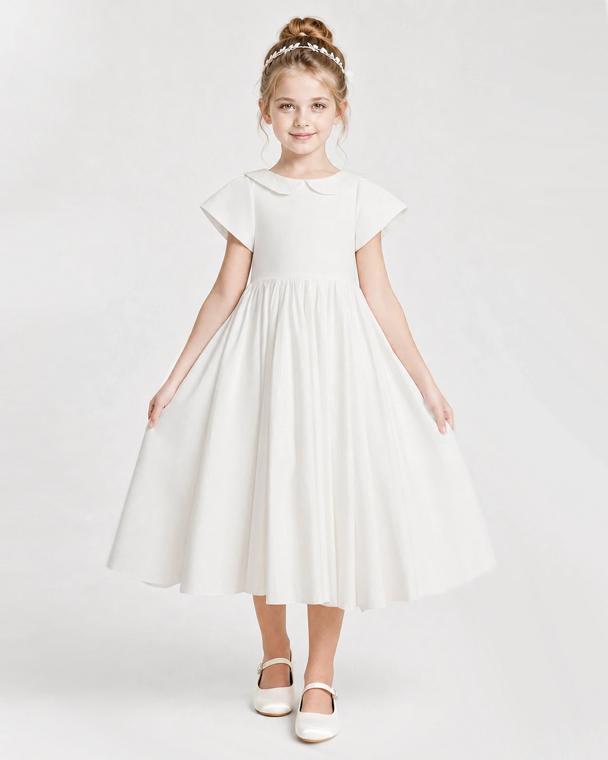 satin A-line flower girl dress Front View [Shared]