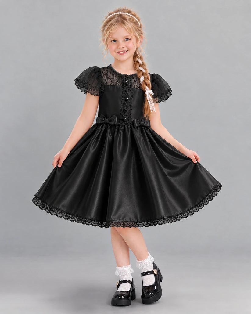 Black A-line Girls Formal Dress Front