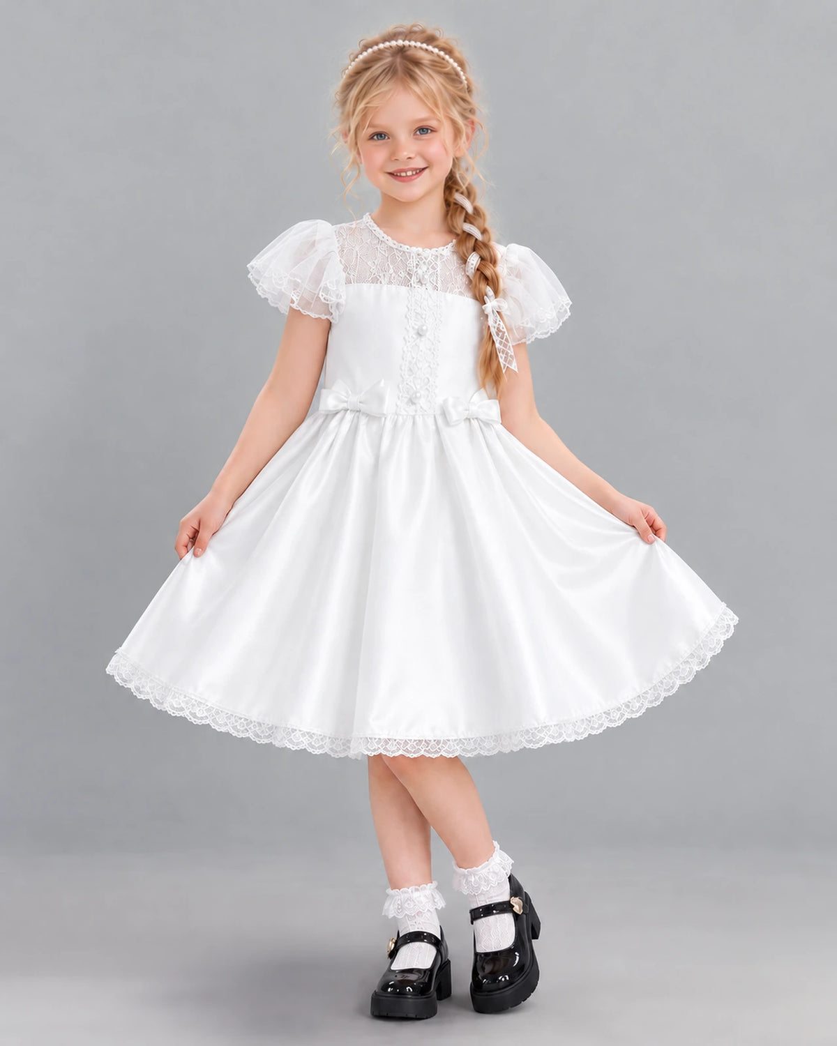 Ivory A-line Girls Formal Dress Front