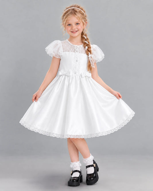 Ivory A-line Girls Formal Dress Front