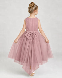 Dustyrose Tulle A-line Girls Formal Dress Back View