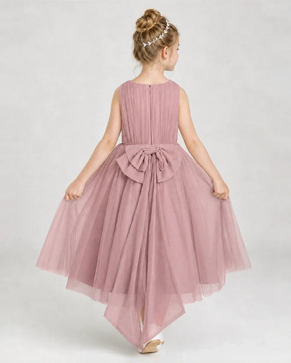 Dustyrose Tulle A-line Girls Formal Dress Back View