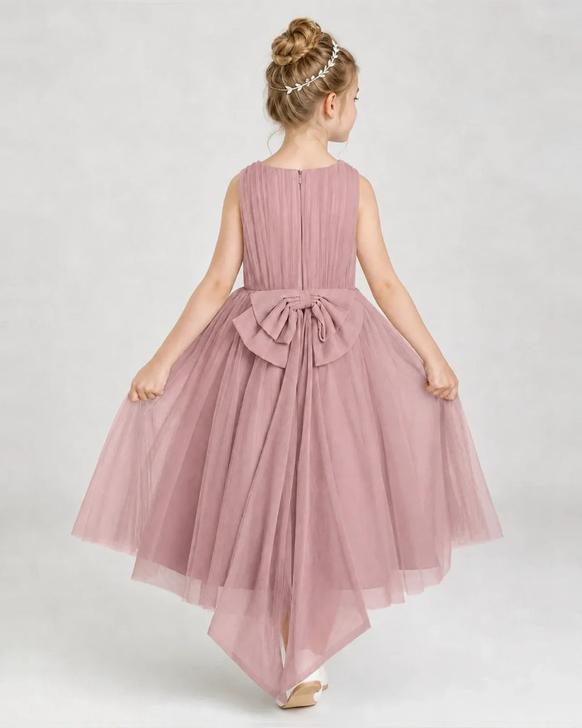 Dustyrose Tulle A-line Girls Formal Dress Back View