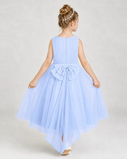 Lavender Tulle A-line Girls Formal Dress Back View