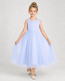 Lavender Tulle A-line Girls Formal Dress Front View