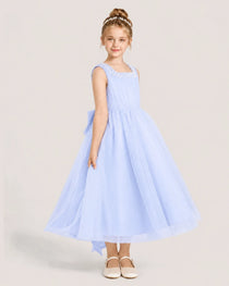 Lavender Tulle A-line Girls Formal Dress Side View