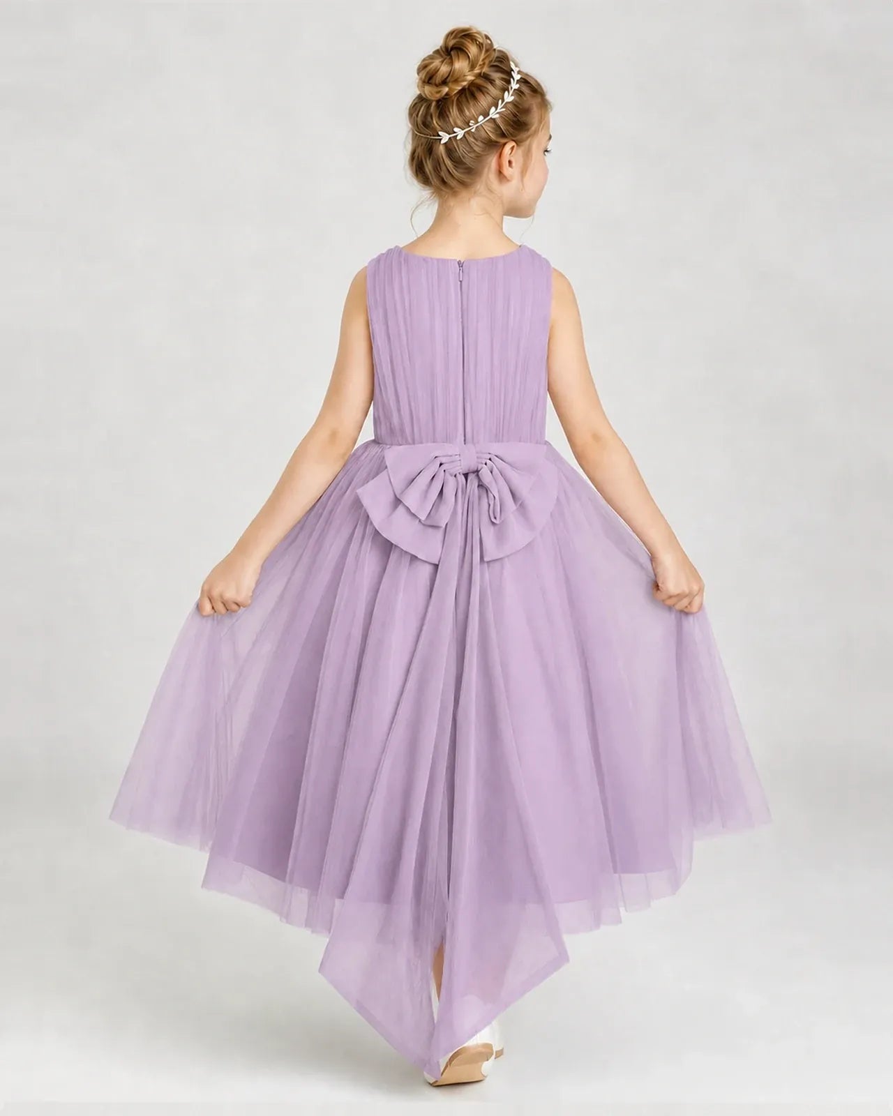 Wisteria Tulle A-line Girls Formal Dress Back View