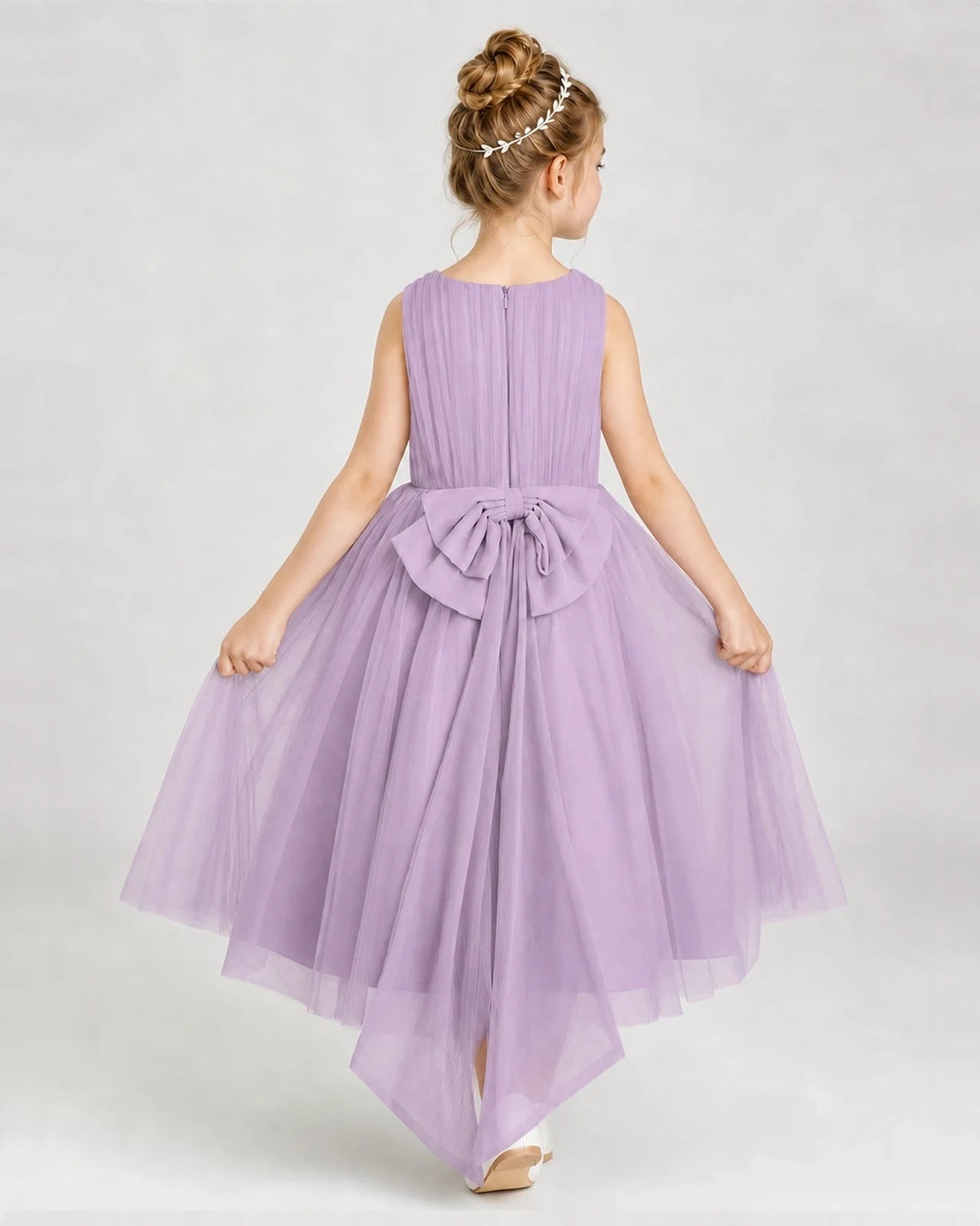 Wisteria Tulle A-line Girls Formal Dress Back View