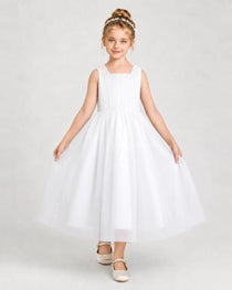 ivory Tulle A-line Girls Formal Dress Front View