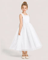 white Tulle A-line Girls Formal Dress Side View