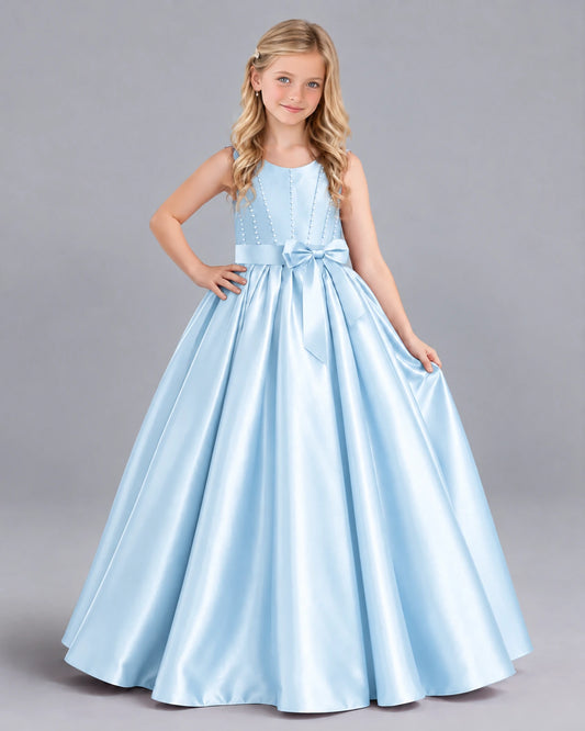 Baby Blue Ball Gown Girls Formal Dress Front