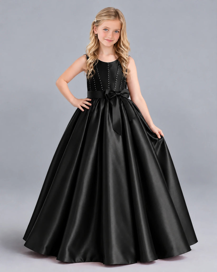 Black Ball Gown Girls Formal Dress Front