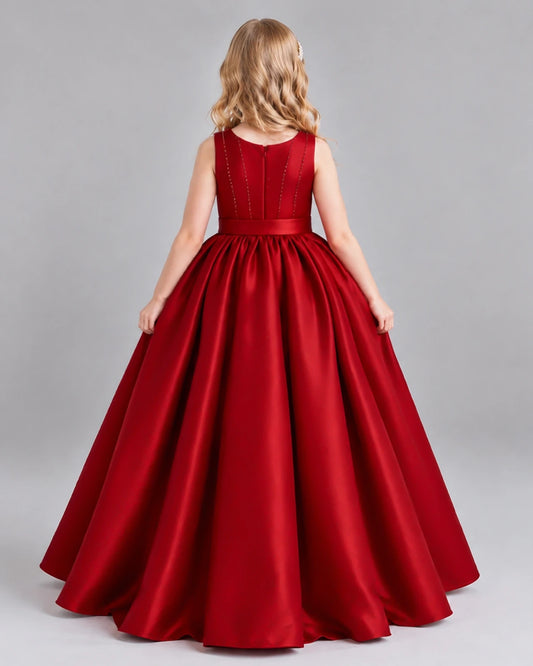 Burgundy Ball Gown Girls Formal Dress Back [Shared]