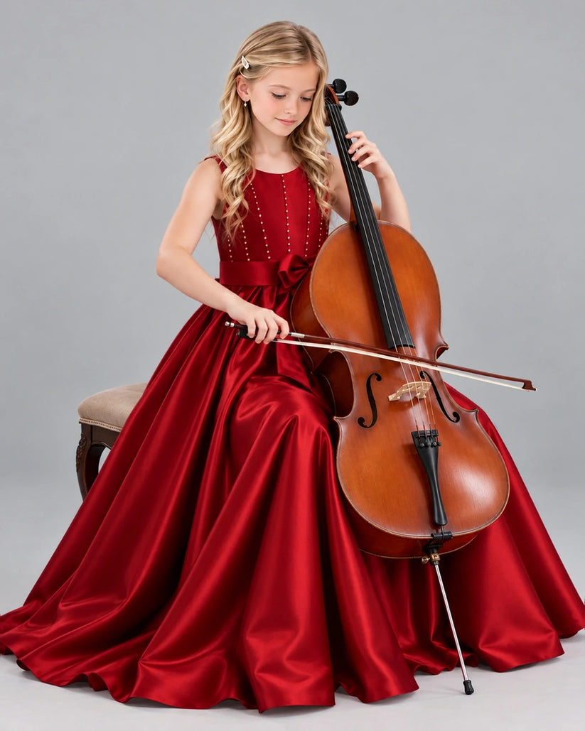 Burgundy Ball Gown Girls Formal Dress Pose [Shared]