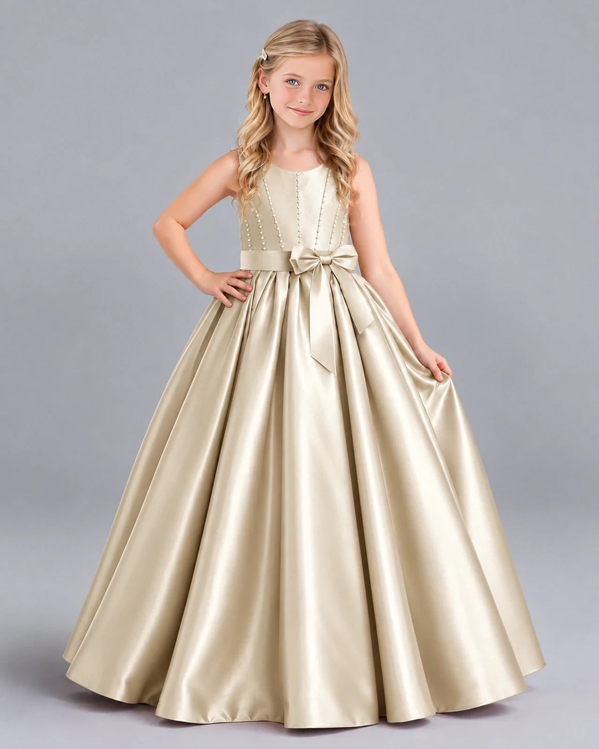 Champagne Ball Gown Girls Formal Dress Front