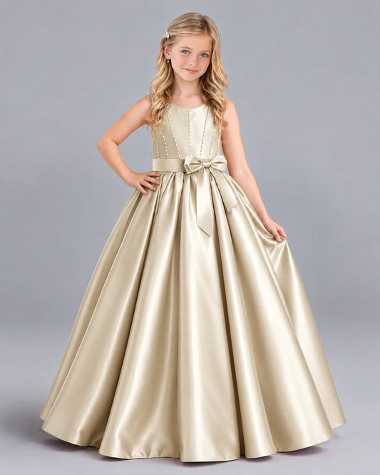Champagne Ball Gown Girls Formal Dress Front