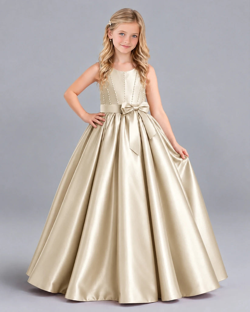 Champagne Ball Gown Girls Formal Dress Front
