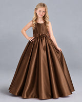 Chocolate Ball Gown Girls Formal Dress Front