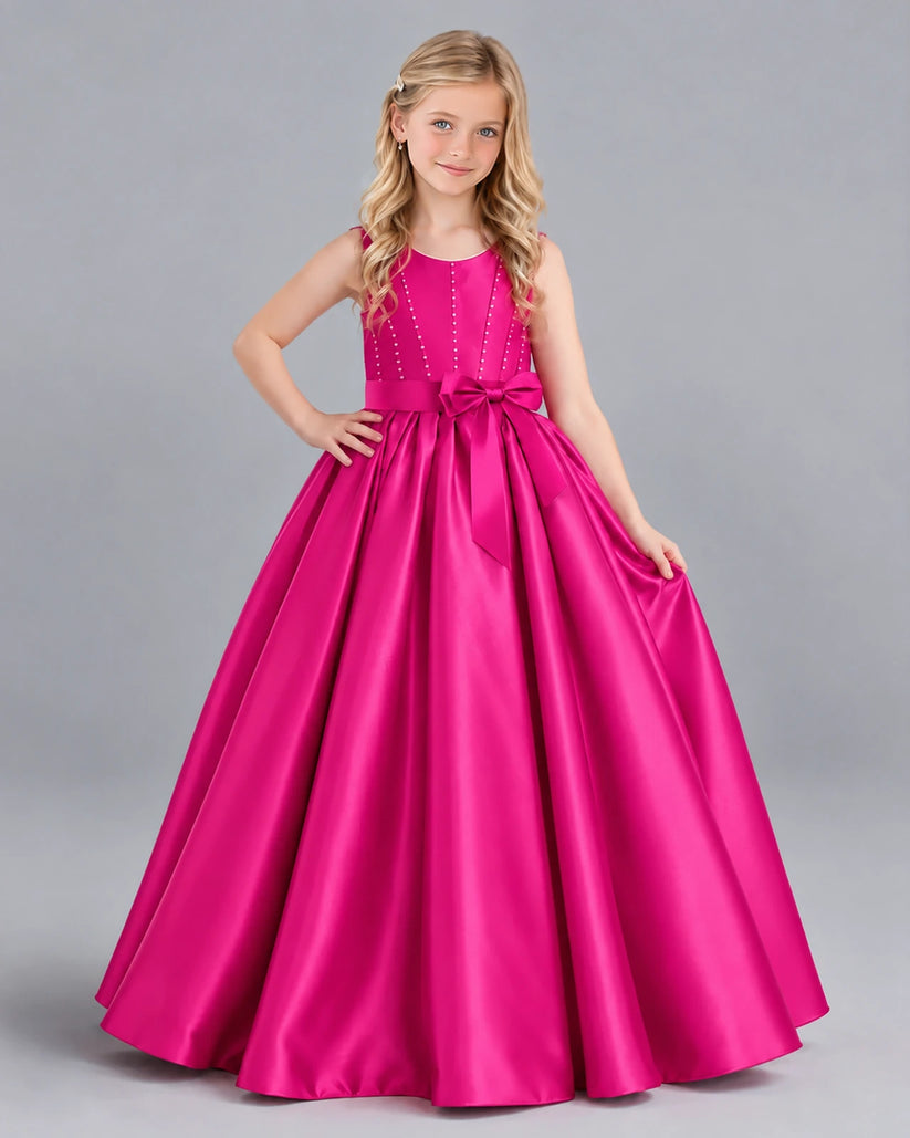 Hot Pink Ball Gown Girls Formal Dress Front