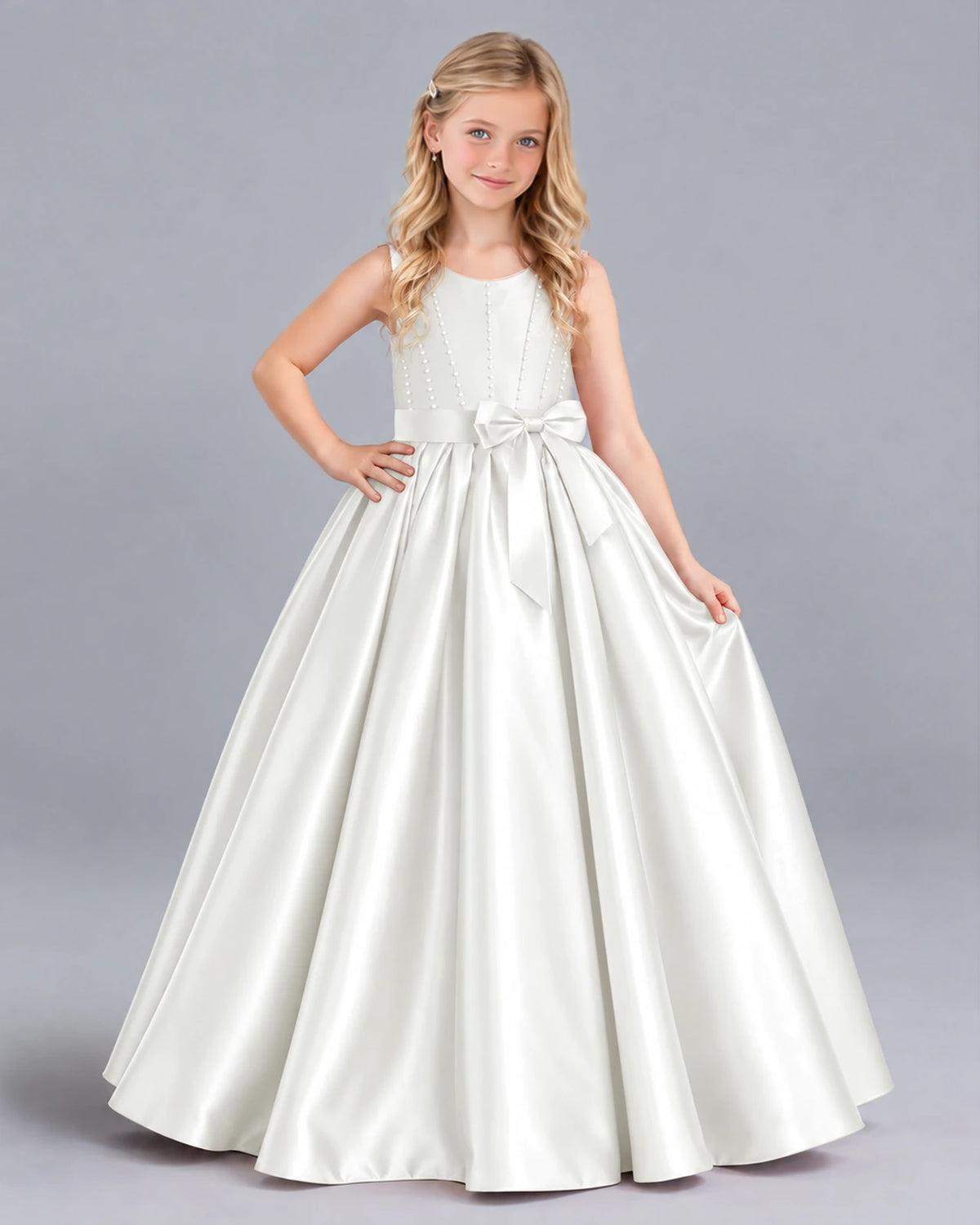 Ivory Ball Gown Girls Formal Dress Front