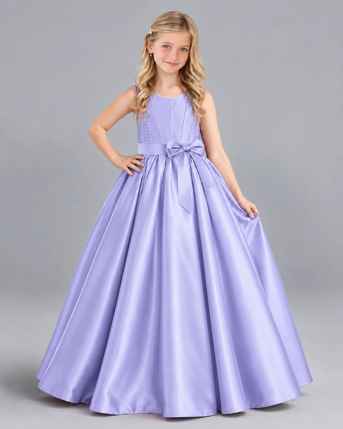 Lavender Ball Gown Girls Formal Dress Front