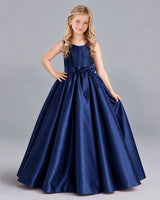 Navy Blue Ball Gown Girls Formal Dress Front