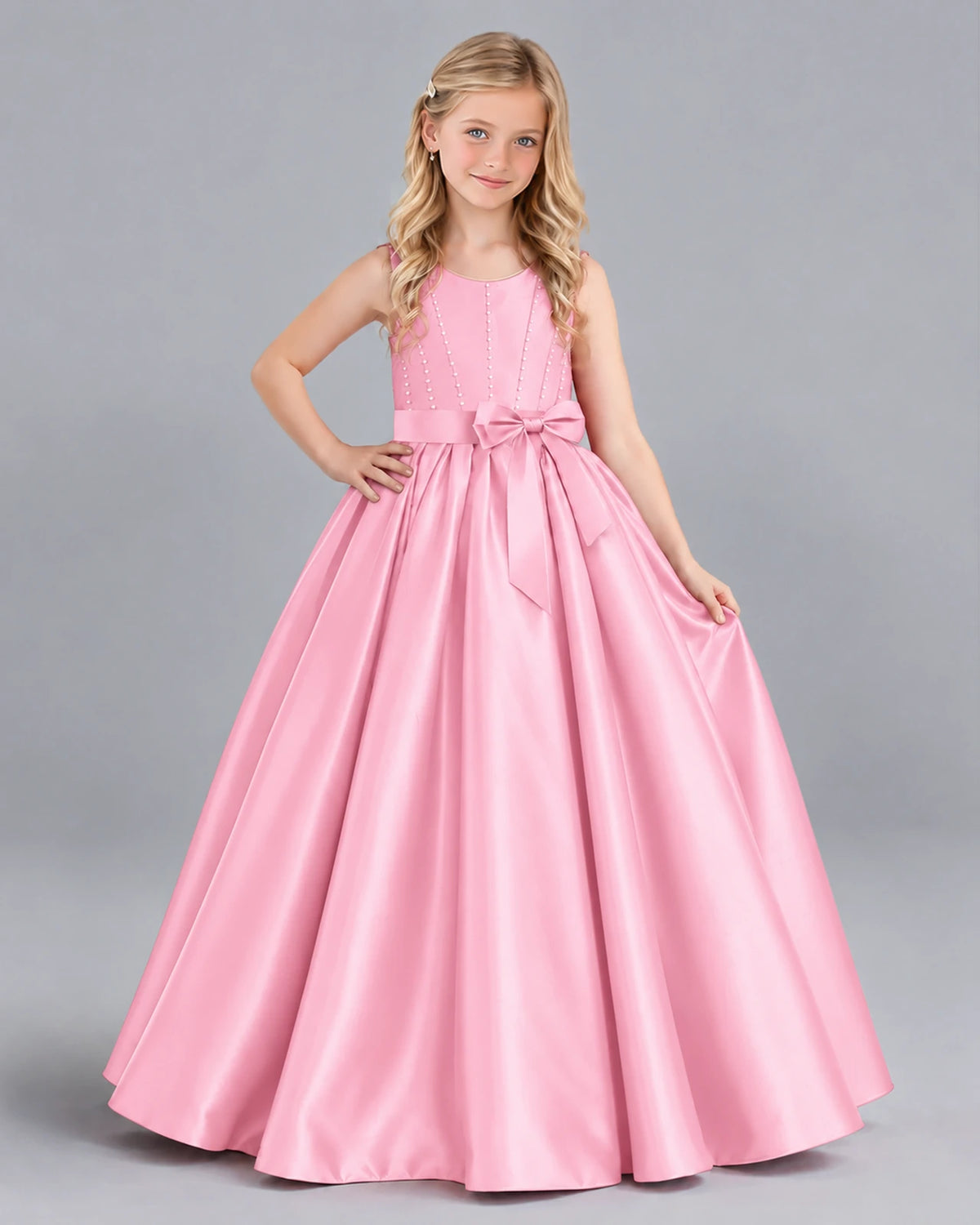 Pink Ball Gown Girls Formal Dress Front