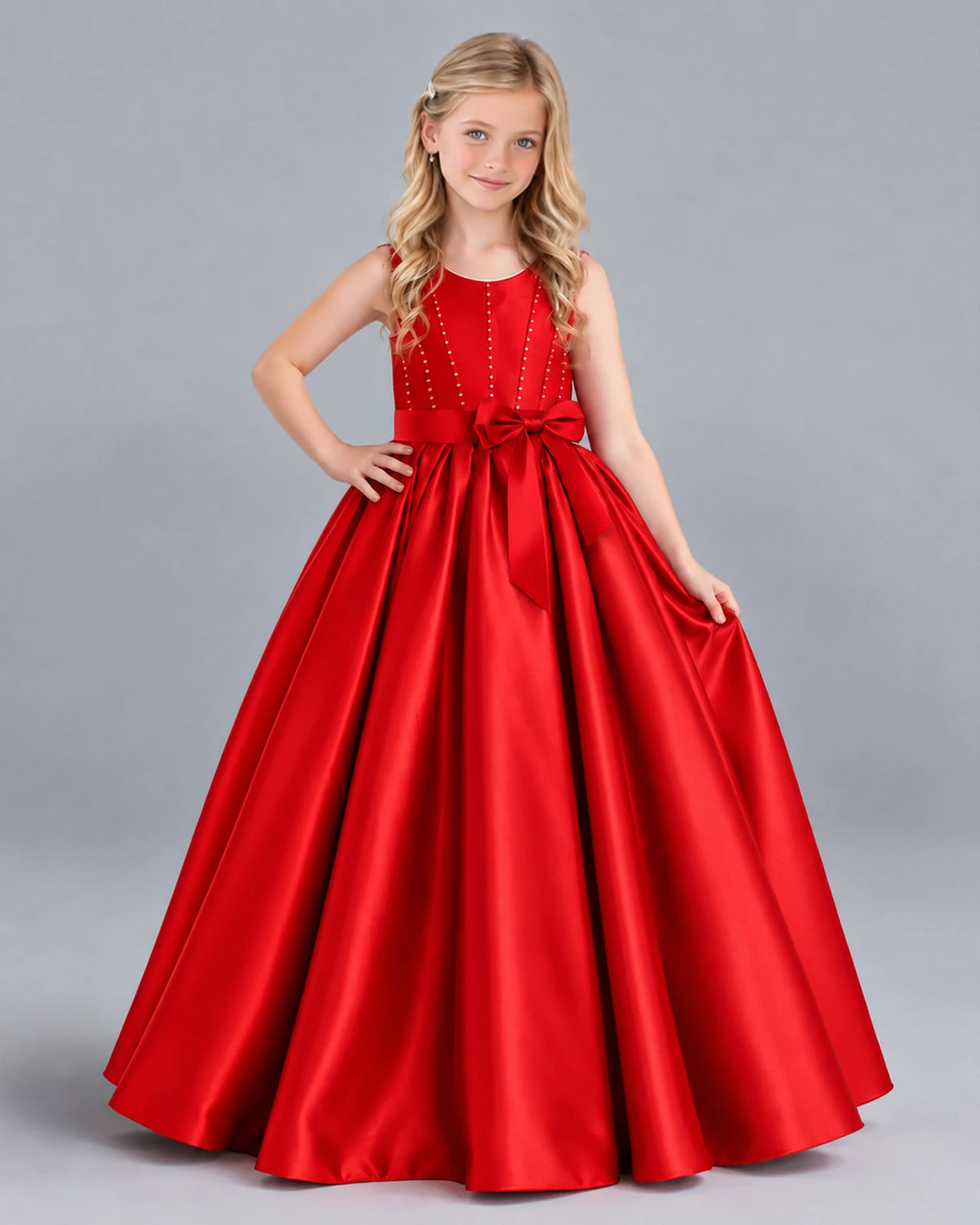 Red Ball Gown Girls Formal Dress Front