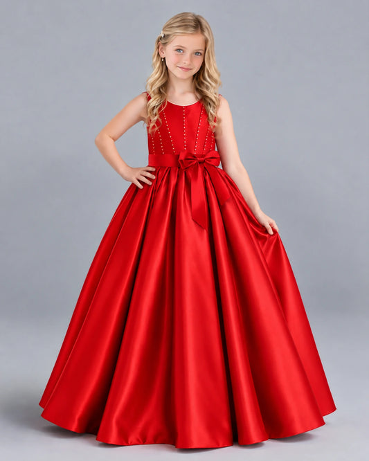 Red Ball Gown Girls Formal Dress Front