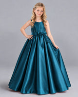 Teal Ball Gown Girls Formal Dress Front