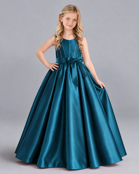 Teal Ball Gown Girls Formal Dress Front