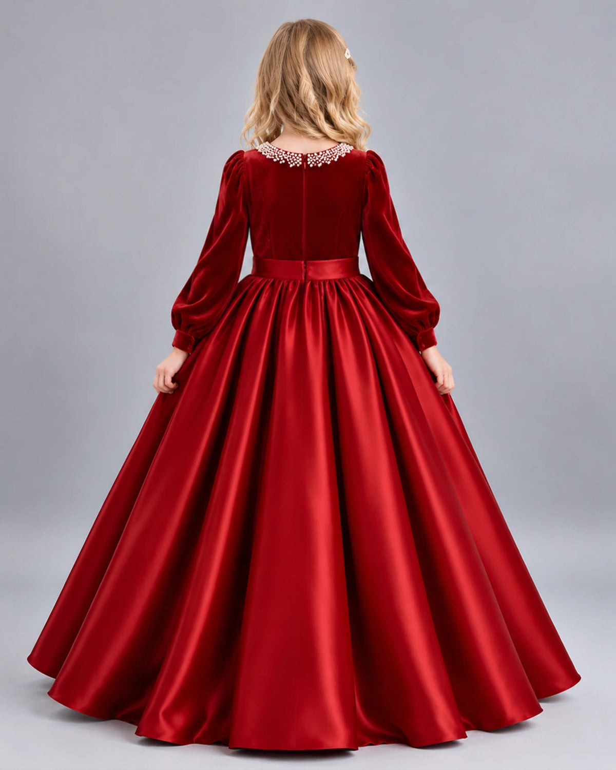 Burgundy Ball Gown Girls Formal Dress Back [Shared]