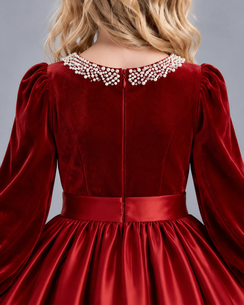 Burgundy Ball Gown Girls Formal Dress Back_Detail [Shared]
