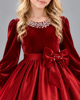 Burgundy Ball Gown Girls Formal Dress Detail [Shared]
