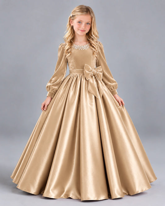 Champagne Ball Gown Girls Formal Dress Front