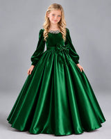 Dark Green Ball Gown Girls Formal Dress Front