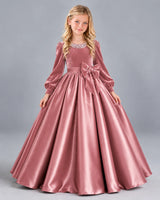 Dusty Rose Ball Gown Girls Formal Dress Front
