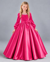 Hot Pink Ball Gown Girls Formal Dress Front
