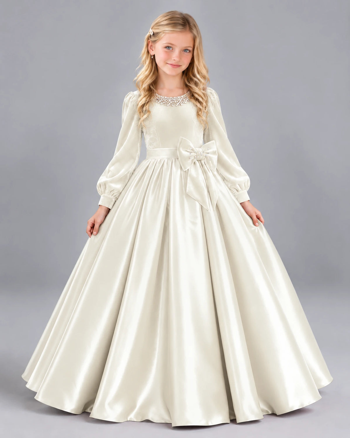 Ivory Ball Gown Girls Formal Dress Front