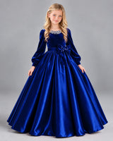 Navy Blue Ball Gown Girls Formal Dress Front