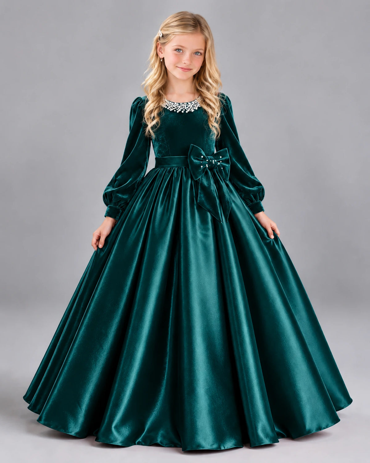Peacock Ball Gown Girls Formal Dress Front