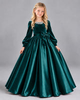 Peacock Ball Gown Girls Formal Dress Front