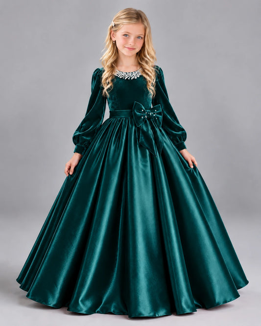 Peacock Ball Gown Girls Formal Dress Front