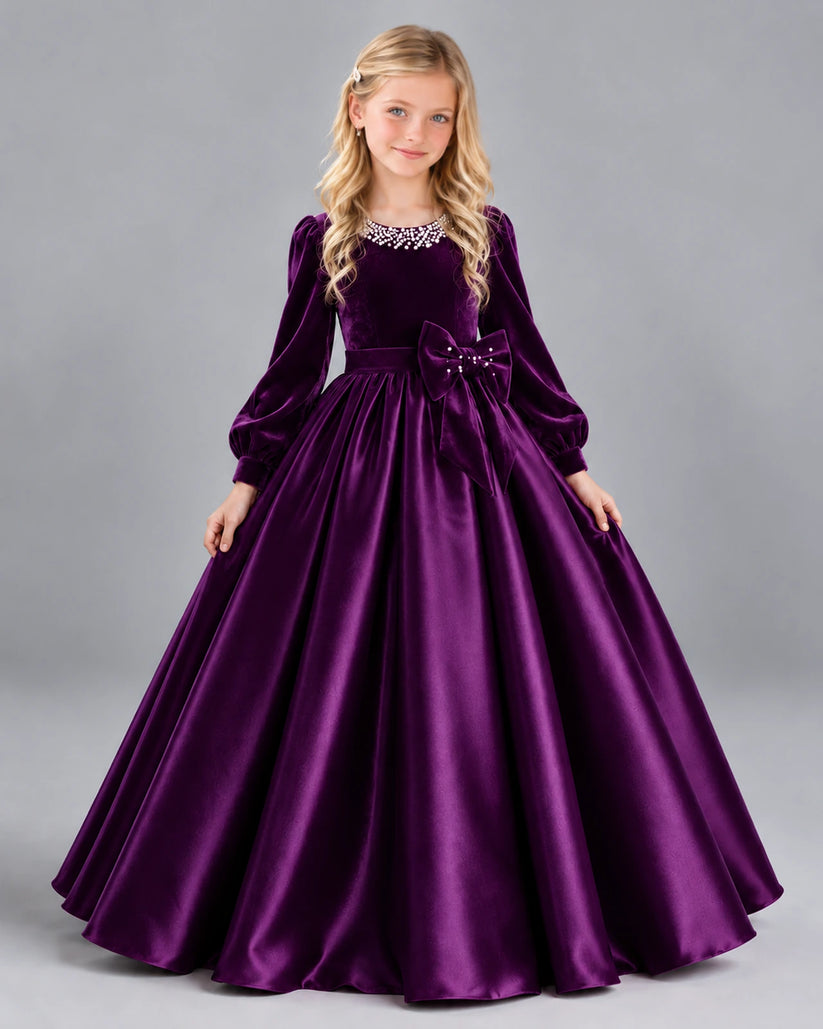 Purple Ball Gown Girls Formal Dress Front